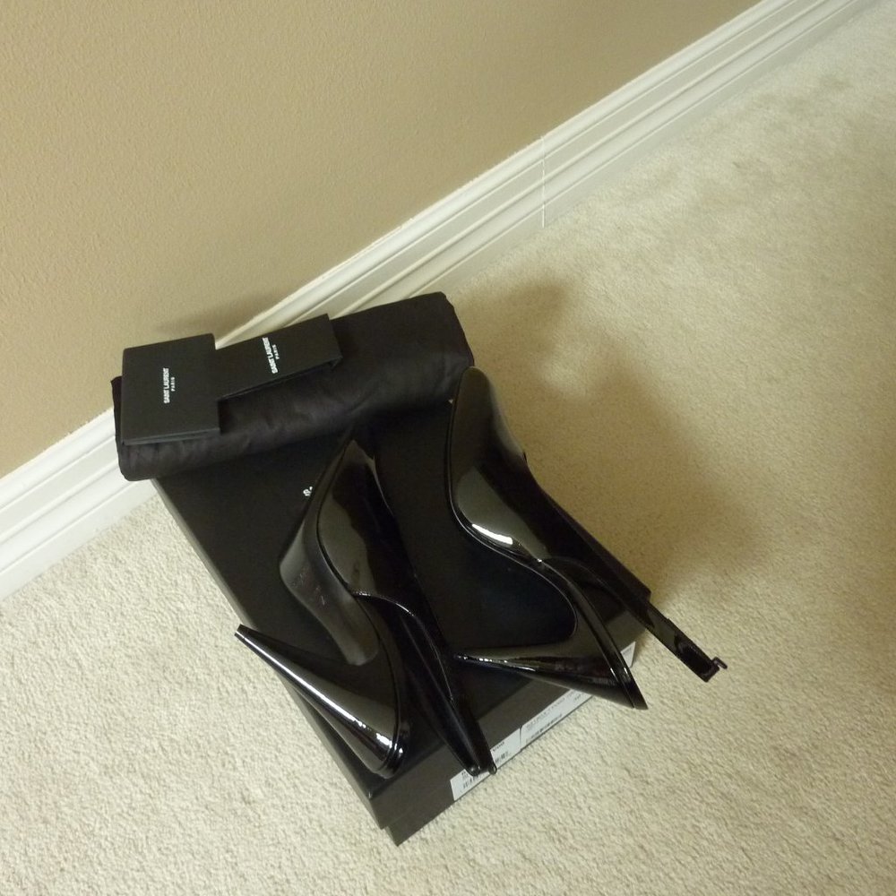 SAINT LAURENT Venus 100mm Patent Slingback High-heel Lady Pumps (Black) - NEW - Picture 6 of 14